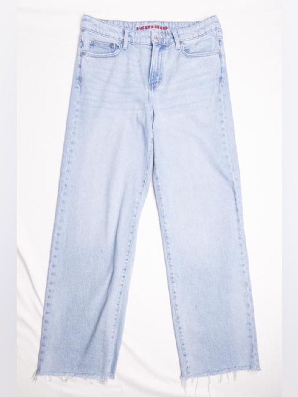 Lucky Brand Womens The Baggy Wide Leg Jeans Blue Light Wash Denim Raw Hem 8/29 R